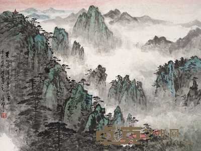应野平 壬子（1972年）作 黄山胜境图 轴 42×55cm